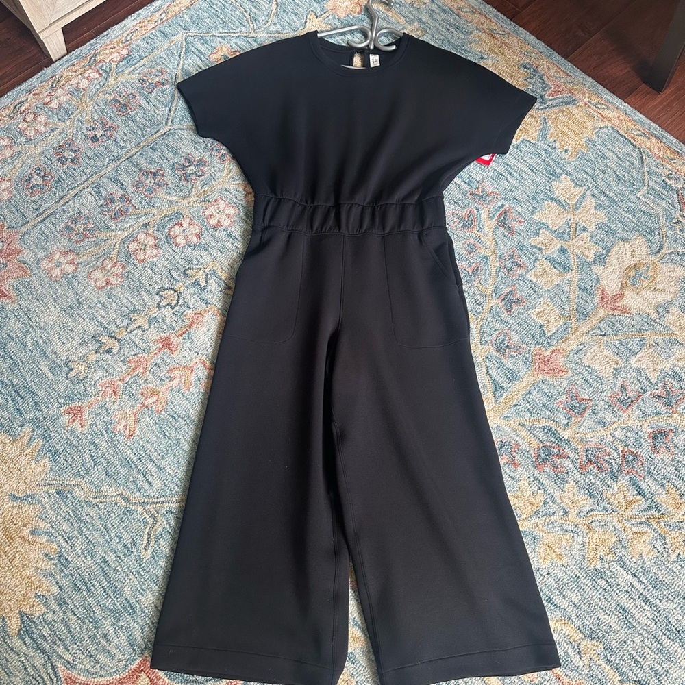 SPANX Black Wide-Leg Jumpsuit with Cap Sleeves